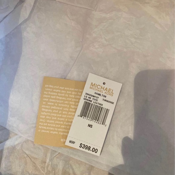 Michael Kors Hamilton Ostrich embossed turquoise tote with dust bag - Picture 10 of 11